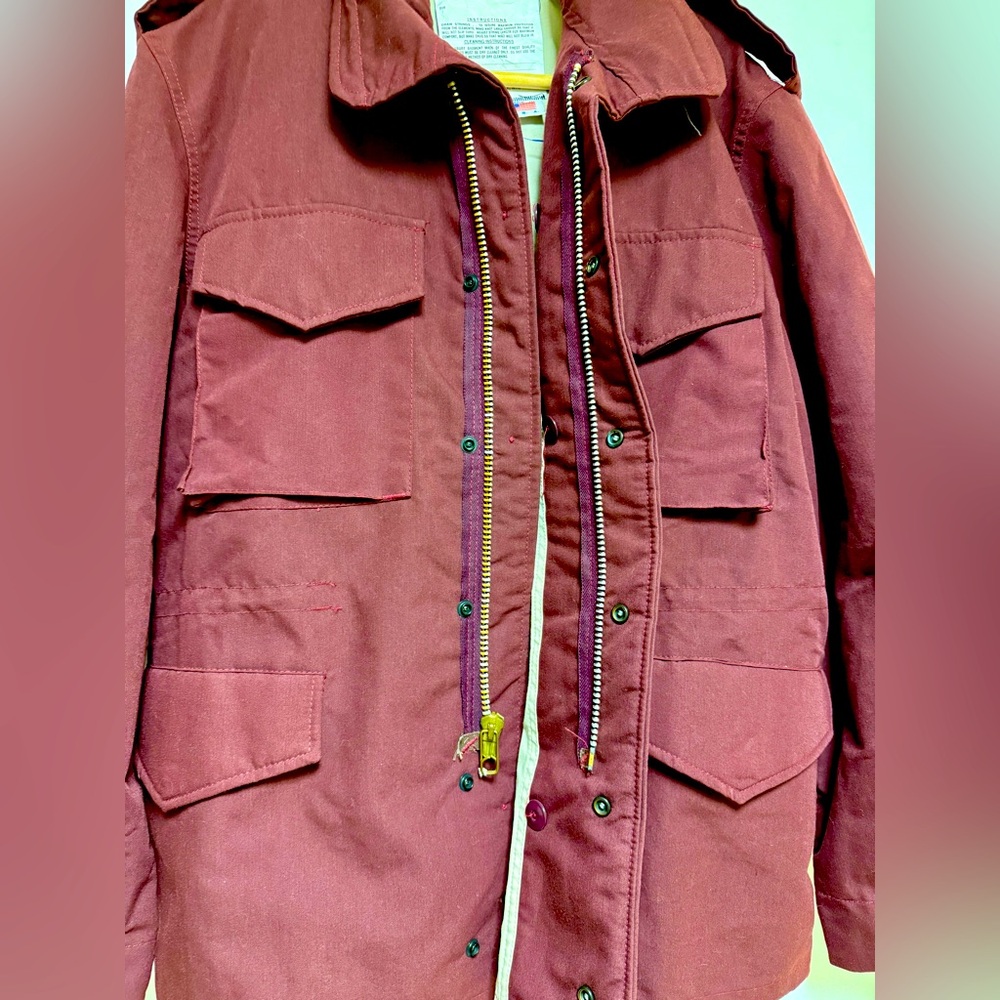 COLUMBIA FOUR-POCKET COTTON FIELD JACKET IN BURGUNDY - Picture 6 of 9